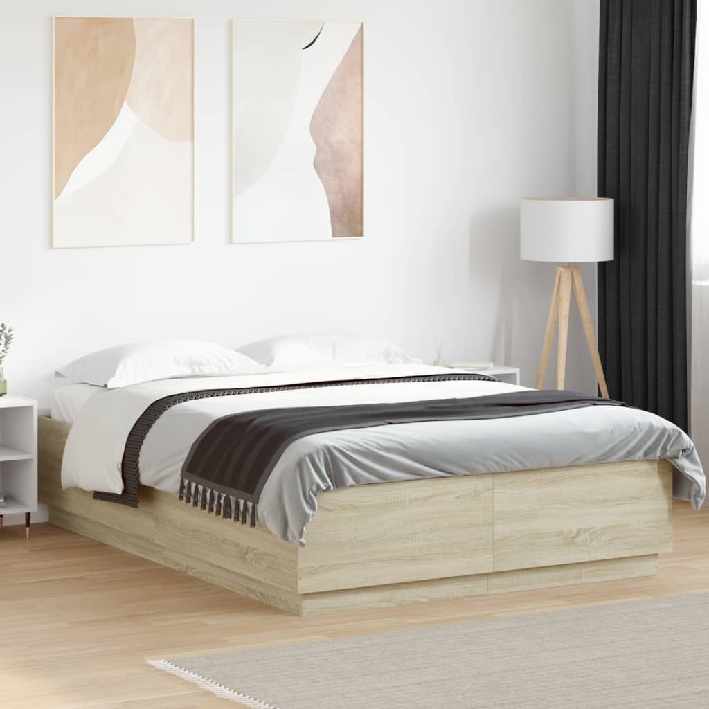 Bed Frame without Mattress Sonoma Oak 140x200 cm