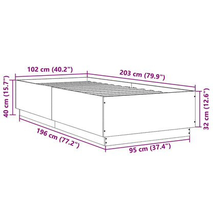 Bed Frame without Mattress Brown Oak 100x200 cm