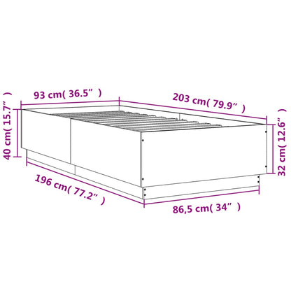 Bed Frame without Mattress Brown Oak 90x200 cm