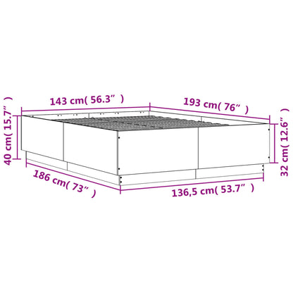 Bed Frame without Mattress Grey Sonoma 140x190 cm