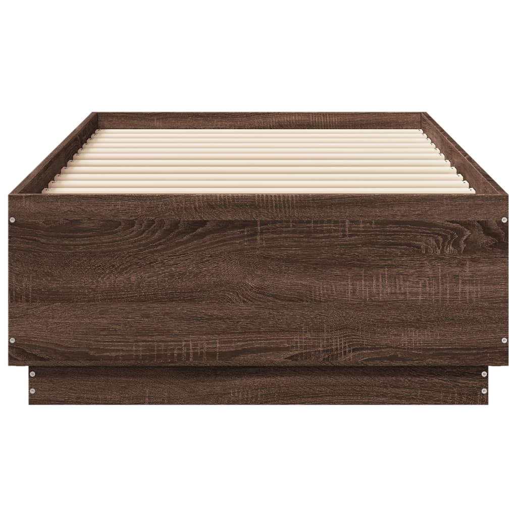 Bed Frame without Mattress Brown Oak 75x190 cm Small Single