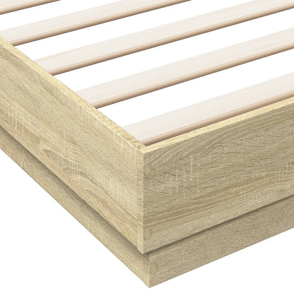 Bed Frame with LED without Mattress Sonoma Oak 200x200 cm