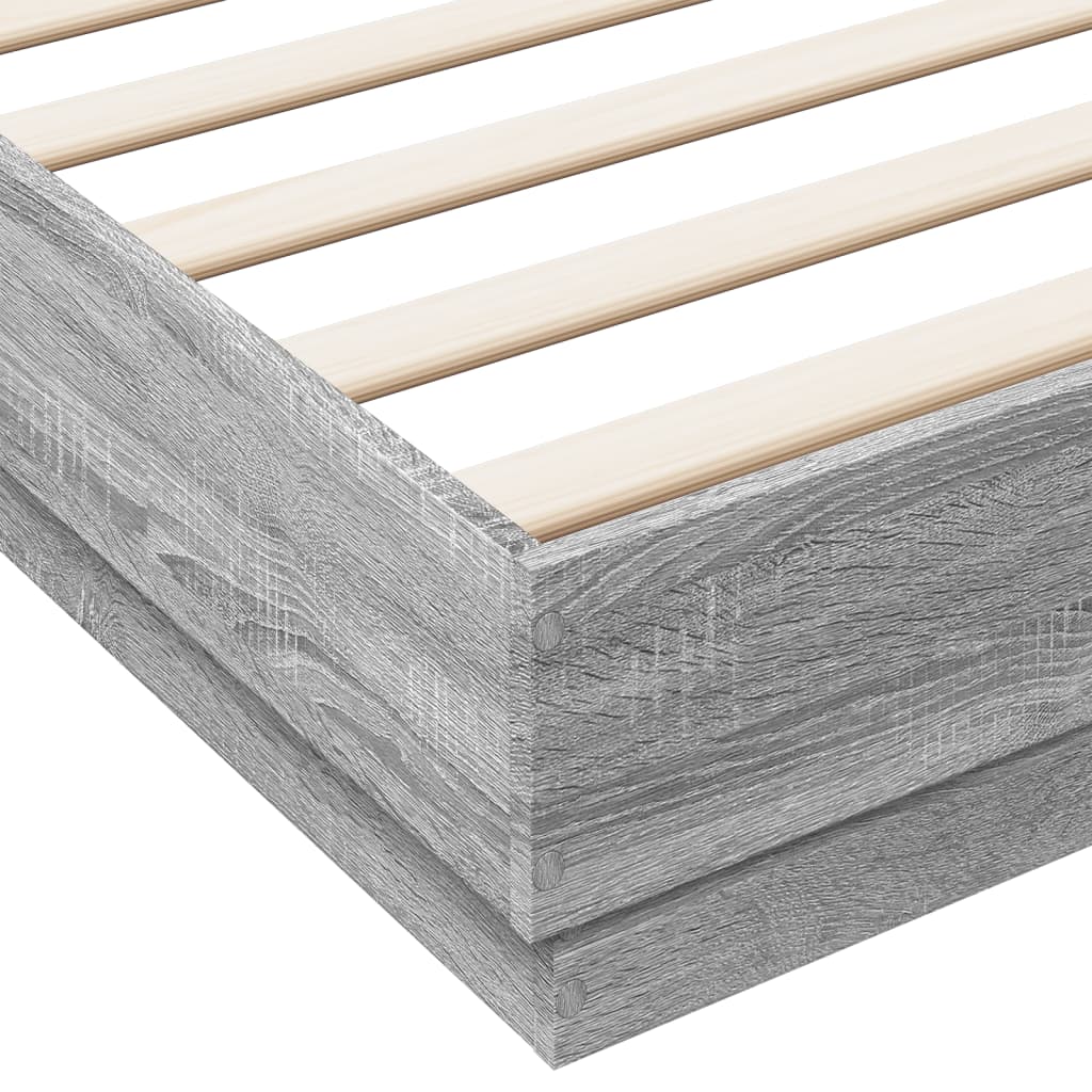 Bed Frame with LED without Mattress Grey Sonoma 200x200 cm