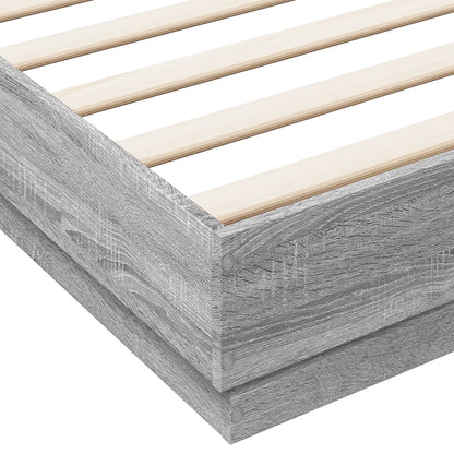 Bed Frame with LED without Mattress Grey Sonoma 200x200 cm