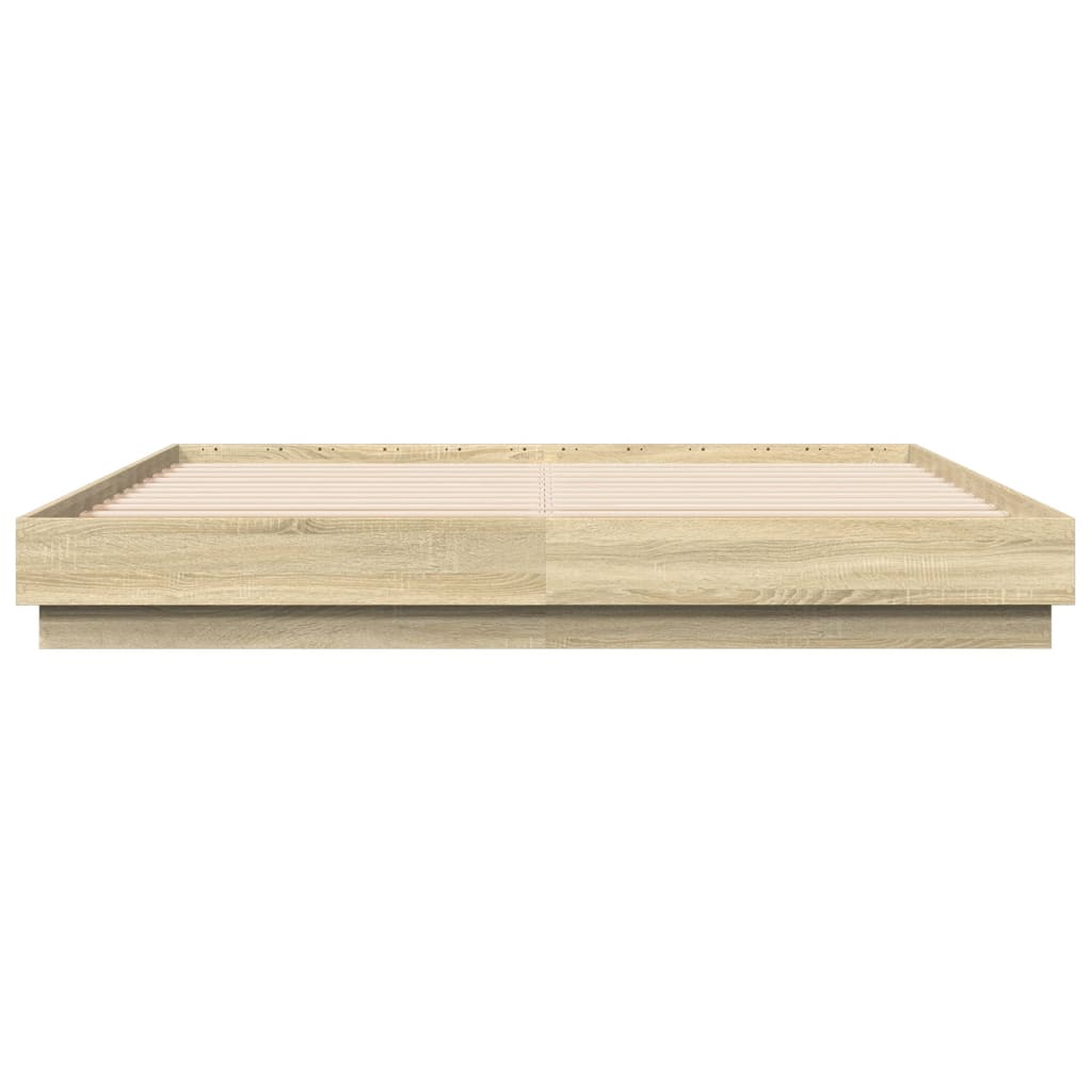 Bed Frame with LED without Mattress Sonoma Oak 180x200 cm