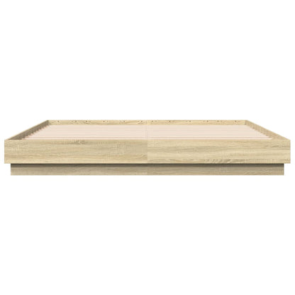 Bed Frame with LED without Mattress Sonoma Oak 180x200 cm