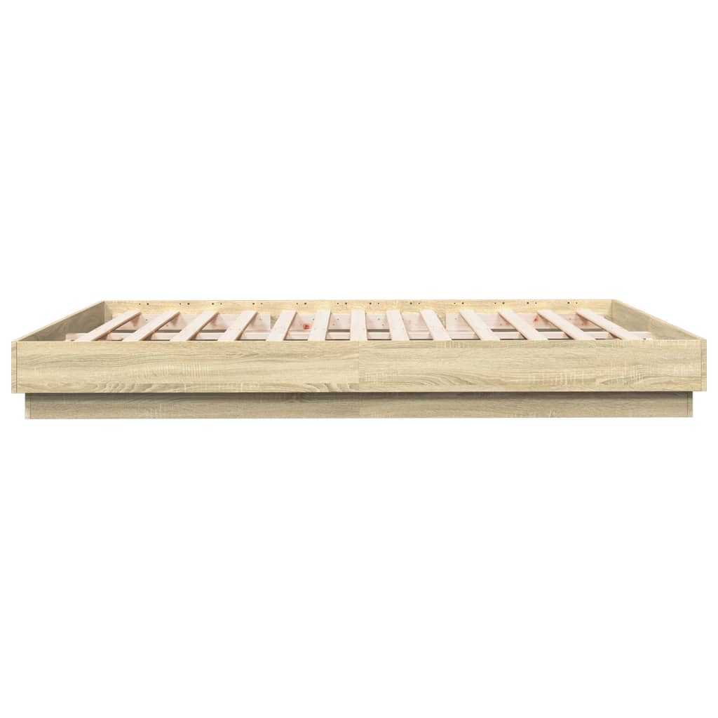 Bed Frame with LED without Mattress Sonoma Oak 180x200 cm