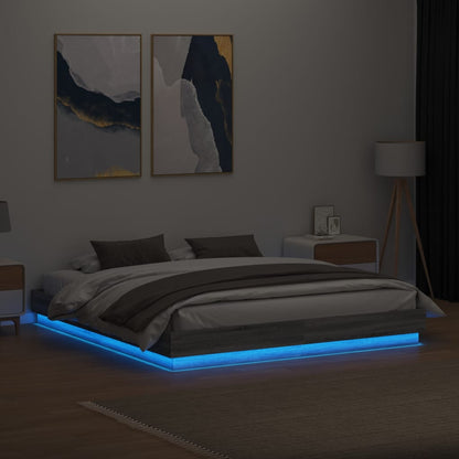 Bed Frame with LED without Mattress Grey Sonoma 180x200 cm