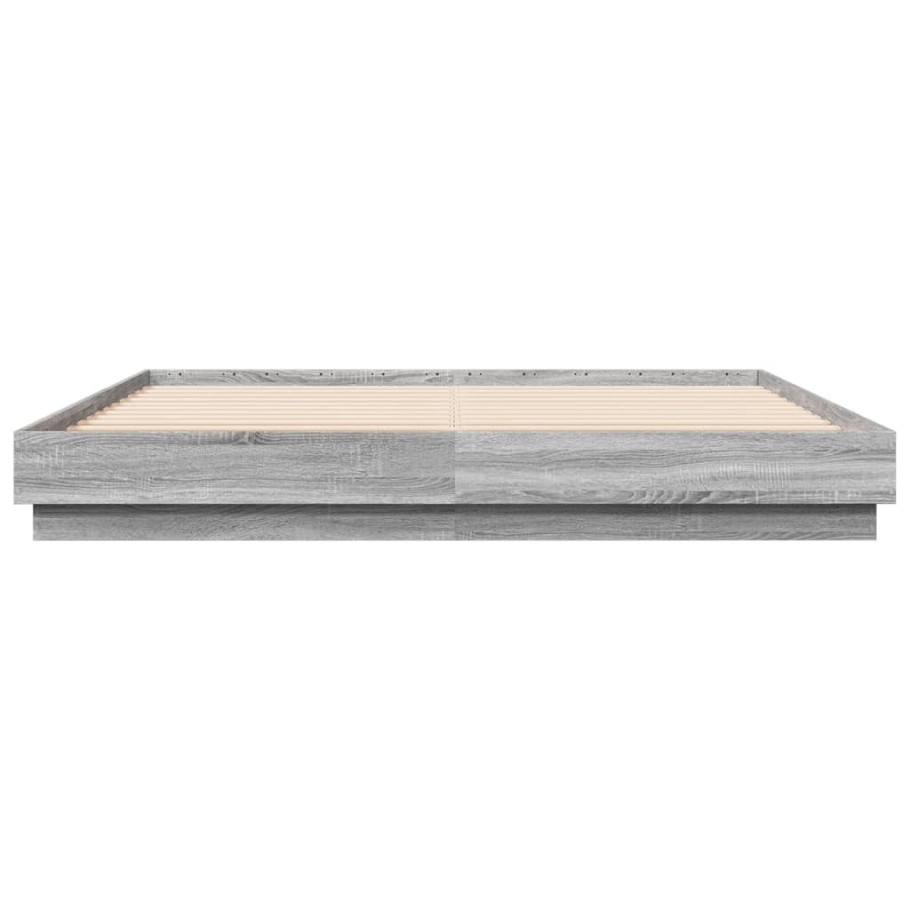 Bed Frame with LED without Mattress Grey Sonoma 180x200 cm