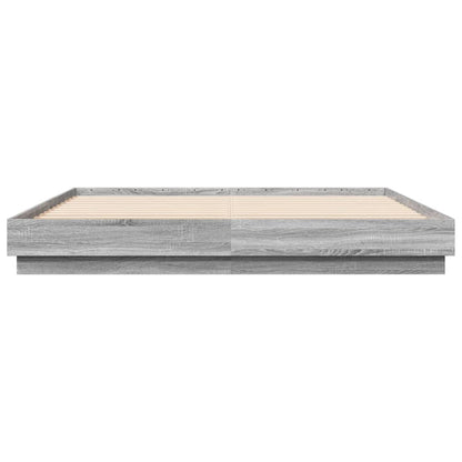 Bed Frame with LED without Mattress Grey Sonoma 180x200 cm