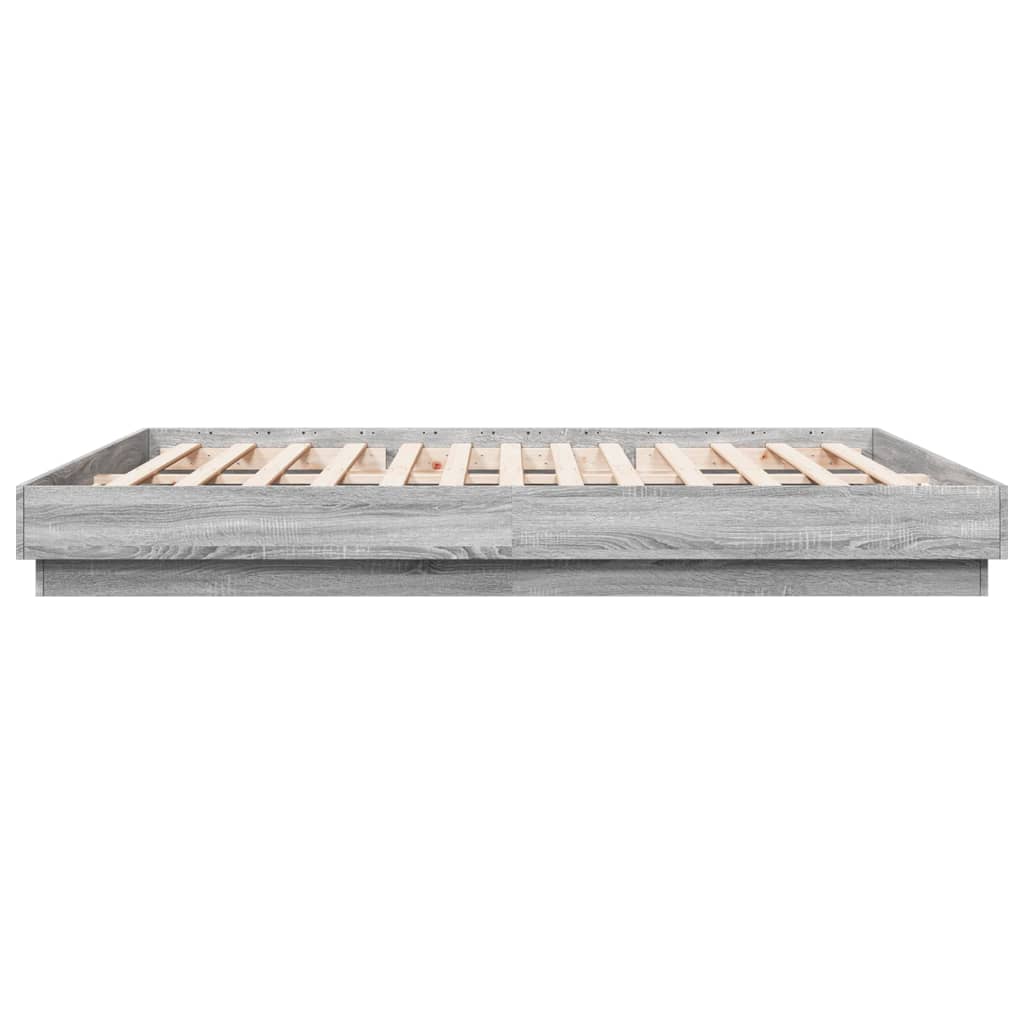 Bed Frame with LED without Mattress Grey Sonoma 180x200 cm