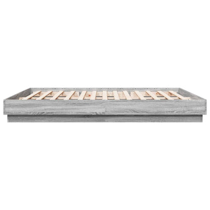 Bed Frame with LED without Mattress Grey Sonoma 180x200 cm