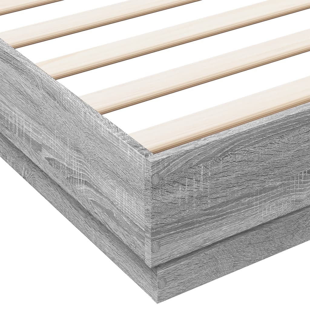 Bed Frame with LED without Mattress Grey Sonoma 180x200 cm
