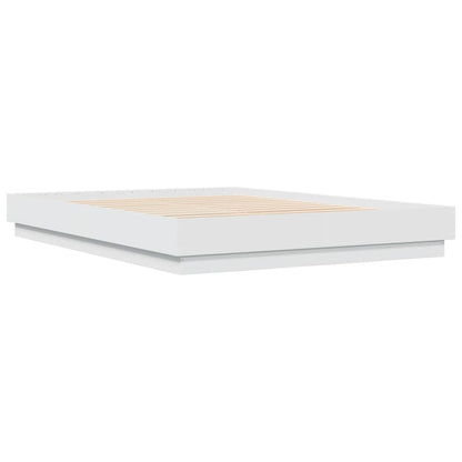 Bed Frame with LED without Mattress White 160x200 cm