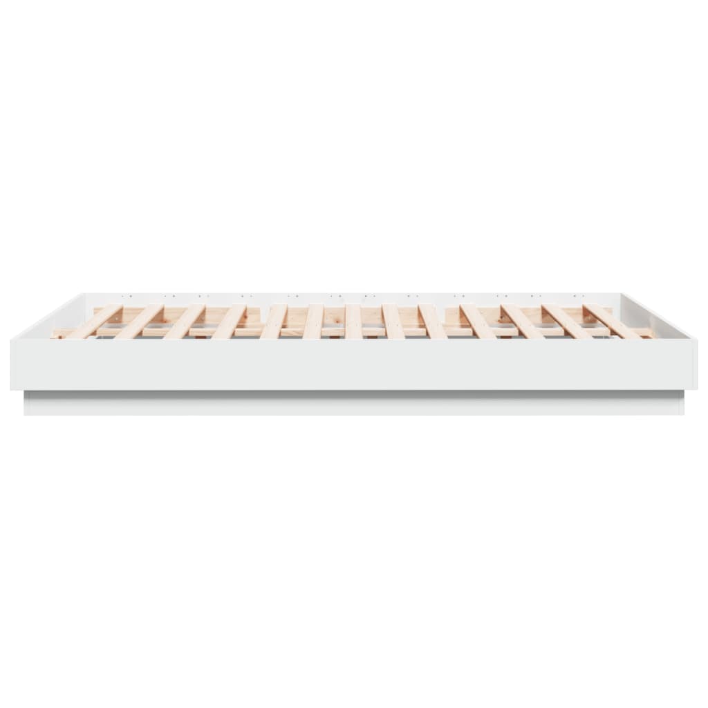 Bed Frame with LED without Mattress White 160x200 cm
