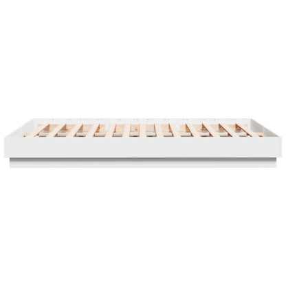 Bed Frame with LED without Mattress White 160x200 cm