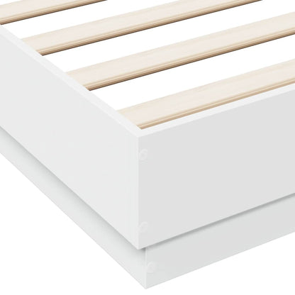 Bed Frame with LED without Mattress White 160x200 cm