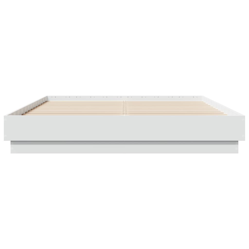Bed Frame with LED without Mattress White 150x200 cm King Size