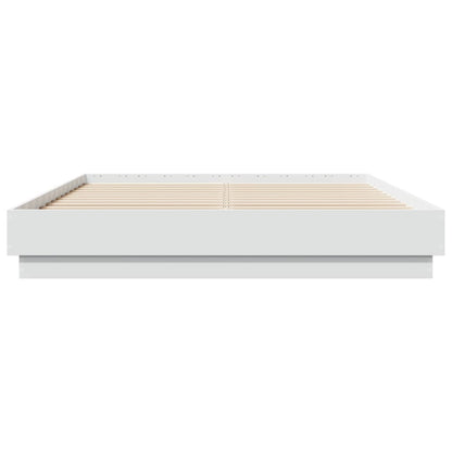 Bed Frame with LED without Mattress White 150x200 cm King Size