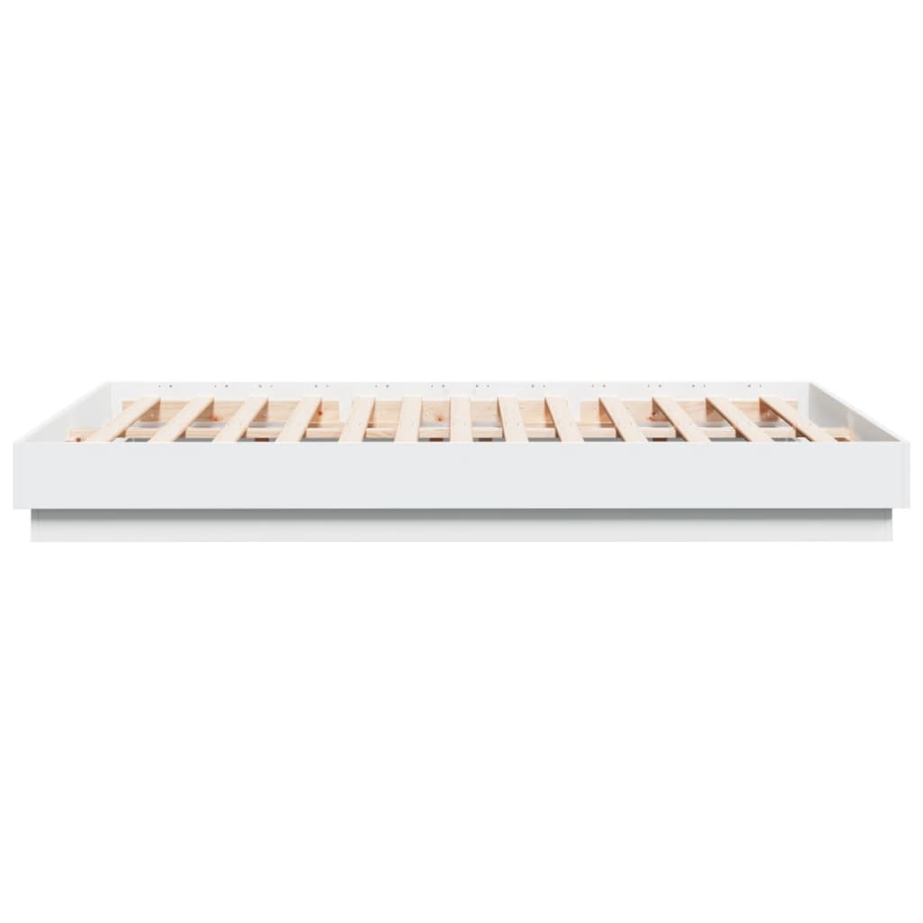 Bed Frame with LED without Mattress White 150x200 cm King Size