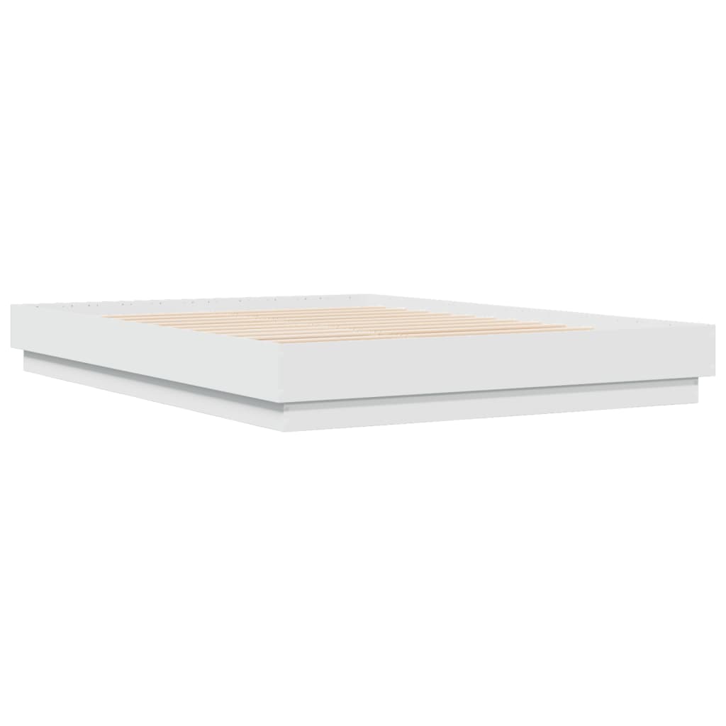 Bed Frame with LED without Mattress White 150x200 cm King Size