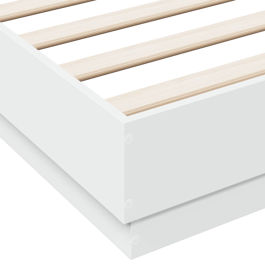 Bed Frame with LED without Mattress White 150x200 cm King Size