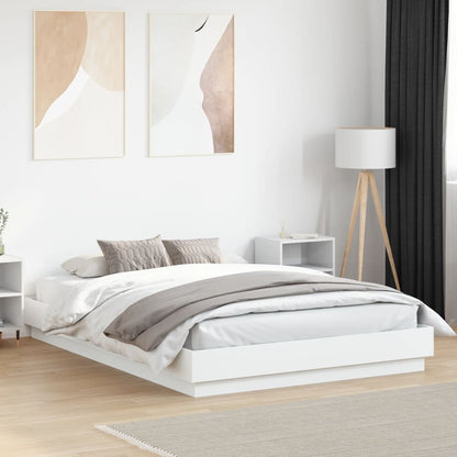 Bed Frame with LED without Mattress White 150x200 cm King Size