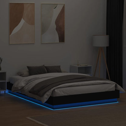 Bed Frame with LED without Mattress Black 150x200 cm King Size