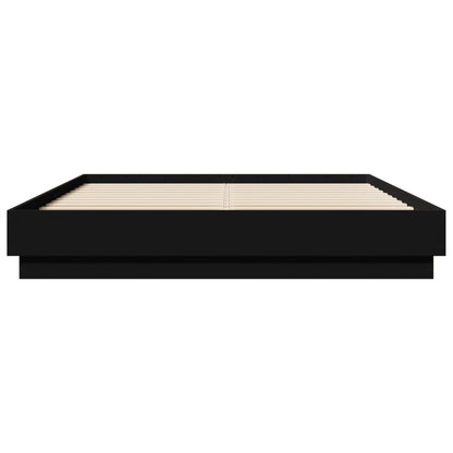 Bed Frame with LED without Mattress Black 150x200 cm King Size