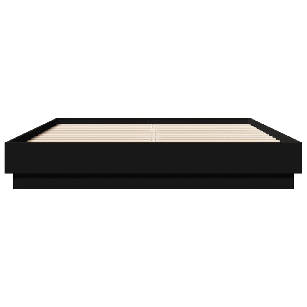 Bed Frame with LED without Mattress Black 150x200 cm King Size