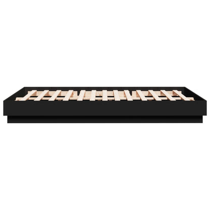 Bed Frame with LED without Mattress Black 150x200 cm