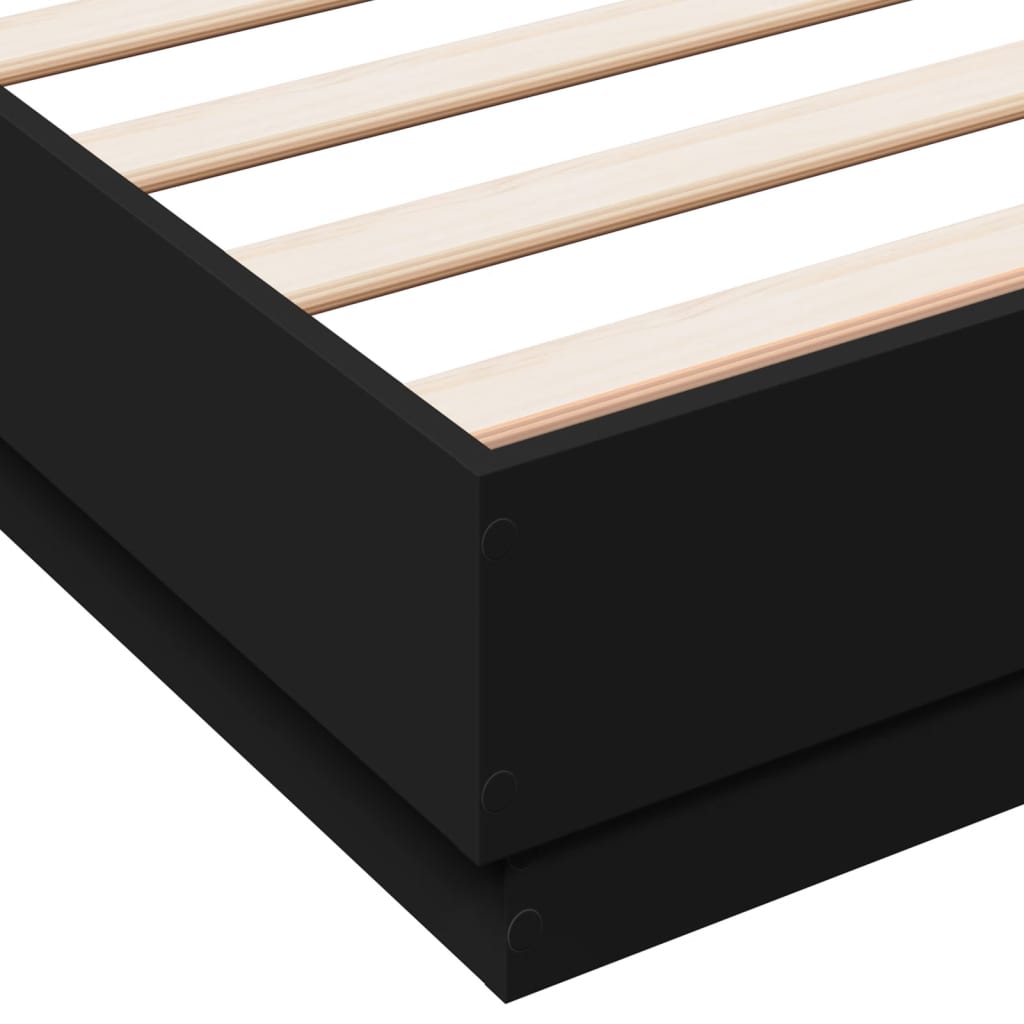 Bed Frame with LED without Mattress Black 150x200 cm King Size