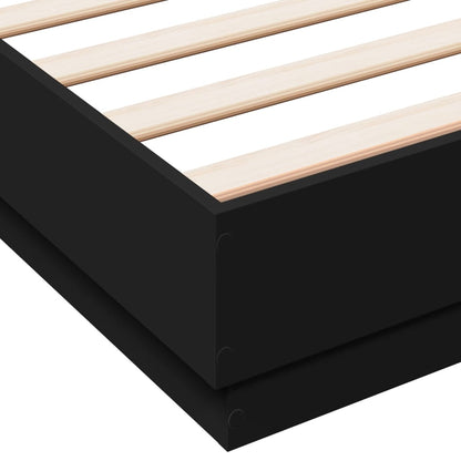 Bed Frame with LED without Mattress Black 150x200 cm King Size