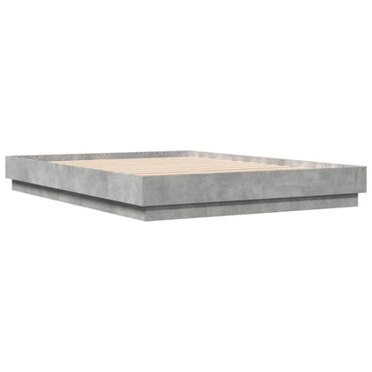 Bed Frame with LED without Mattress Concrete Grey 150x200 cm