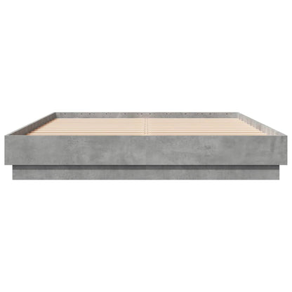 Bed Frame with LED without Mattress Concrete Grey 150x200 cm
