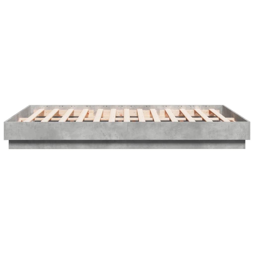 Bed Frame with LED without Mattress Concrete Grey 150x200 cm