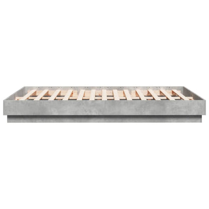 Bed Frame with LED without Mattress Concrete Grey 150x200 cm