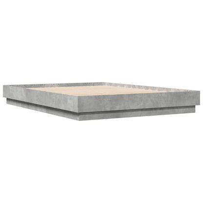 Bed Frame with LED without Mattress Concrete Grey 150x200 cm