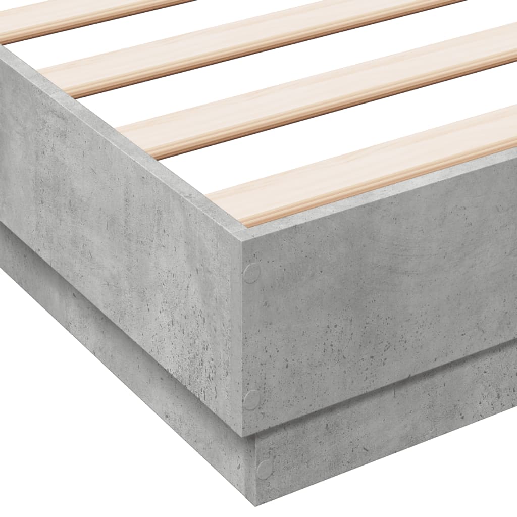Bed Frame with LED without Mattress Concrete Grey 150x200 cm