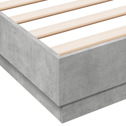 Bed Frame with LED without Mattress Concrete Grey 150x200 cm