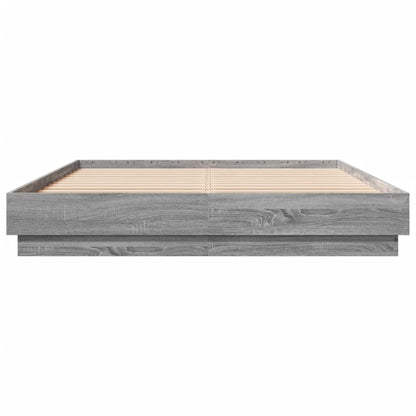 Bed Frame with LED without Mattress Grey Sonoma 150x200 cm