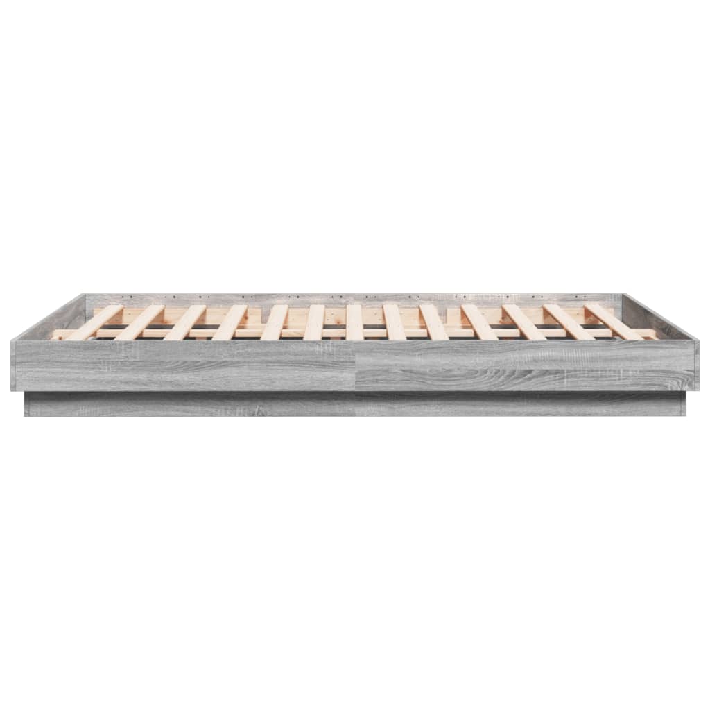 Bed Frame with LED without Mattress Grey Sonoma 150x200 cm