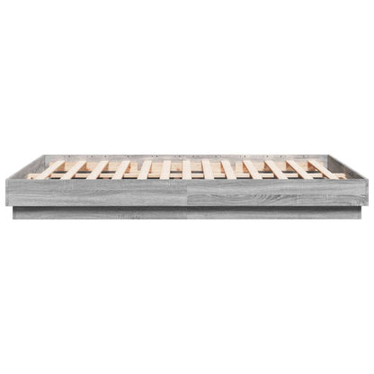 Bed Frame with LED without Mattress Grey Sonoma 150x200 cm