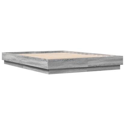Bed Frame with LED without Mattress Grey Sonoma 150x200 cm