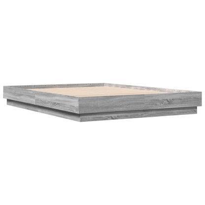 Bed Frame with LED without Mattress Grey Sonoma 140x200 cm