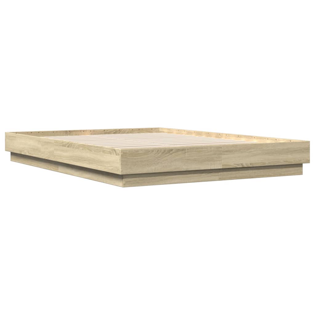 Bed Frame with LED without Mattress Sonoma Oak 120x200 cm