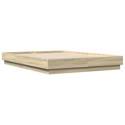 Bed Frame with LED without Mattress Sonoma Oak 120x200 cm