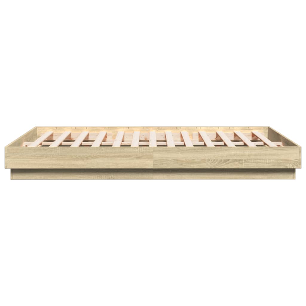 Bed Frame with LED without Mattress Sonoma Oak 120x200 cm