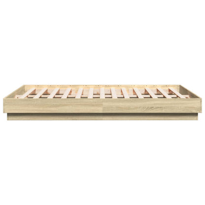 Bed Frame with LED without Mattress Sonoma Oak 120x200 cm