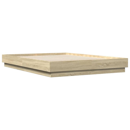 Bed Frame with LED without Mattress Sonoma Oak 120x200 cm